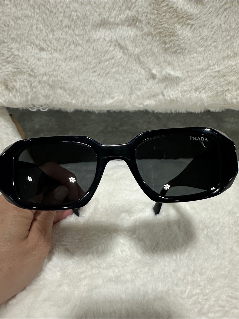 Prada Black Geometric Oversized Sunglasses